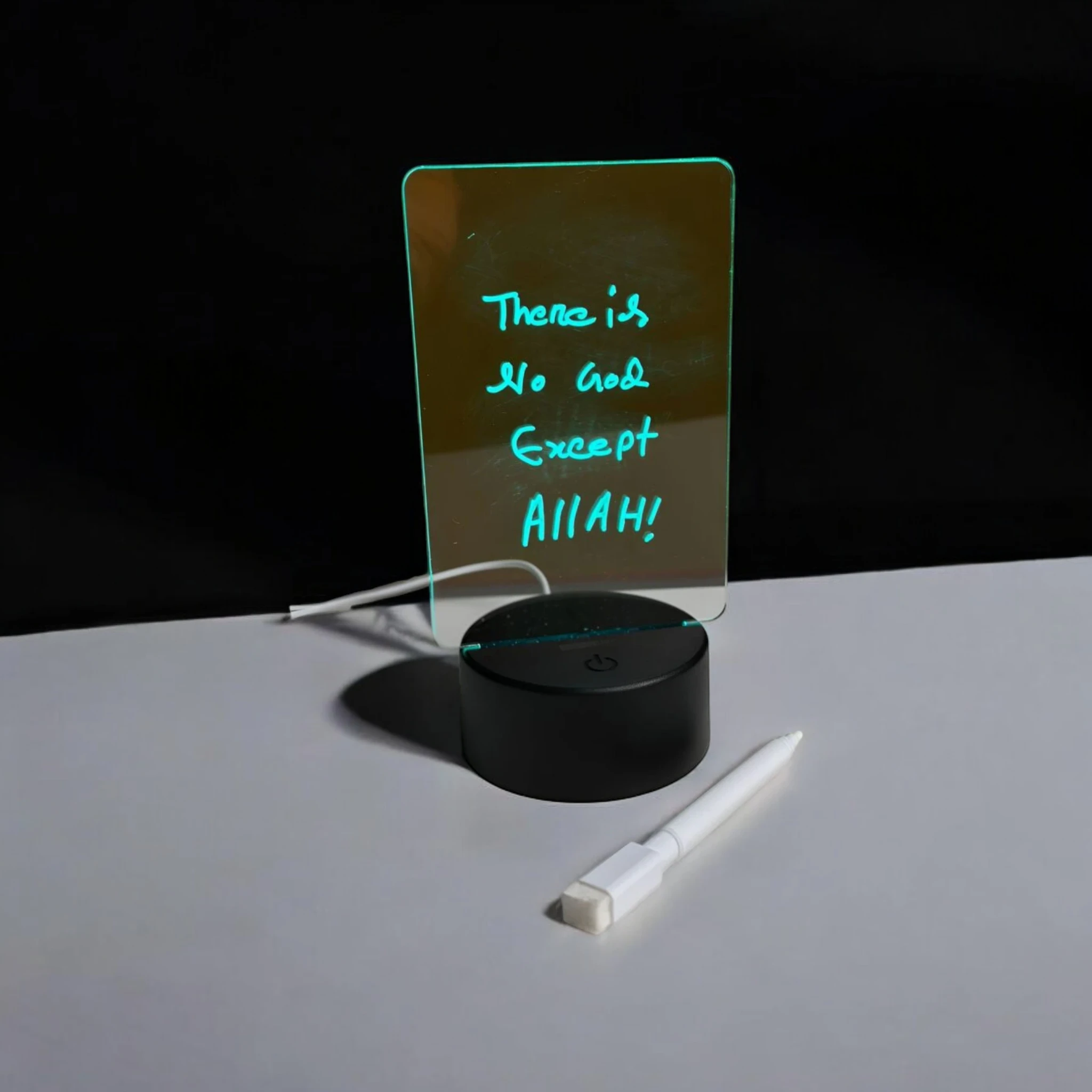 GearUP Acrylic Multicolor Night Lamp with Writable Board and Eraser Pen – White